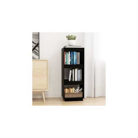 Bibliothèque-Séparateur de pièce noir 40x35x103 pin massif (1/5)