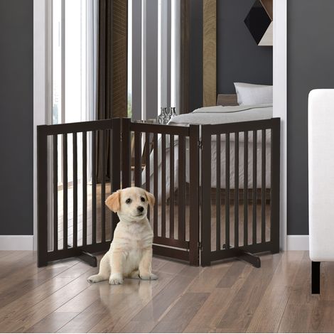 Barrière pour chien autoportante, pliable et réglable, MDF, marron foncé OKMYHOME (1/5)