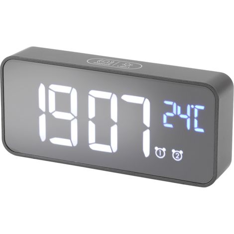 Digitaler LED-Spiegelwecker mit großem Display, einstellbarer Helligkeit, Schlummerfunktion, Speicherfunktion und 13 Melodien. (1/5)