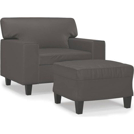 Maison Exclusive - Sessel mit Hocker Grau 60 cm Kunstleder
