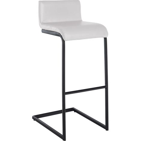 Sgabello da bar x1 design minimalista seduta in PVC bianco base a U in metallo nero poggiapiedi 100006093