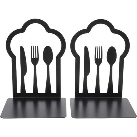 [JAMAIS UTILISÉ]paire de serre-livres en métal robuste - Design unique - Pour cuisine, maison, école, bureau, bibliothèque - Noir