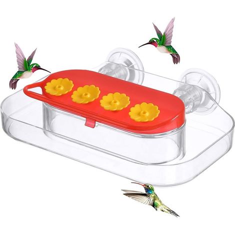 Mangeoire pour Colibri Fenêtre Mangeoire Fixée par Ventouses sur Fenêtre,Support Décoratif pour Observation Naturelle sur Balcon Terrasse Grillage (1/5)