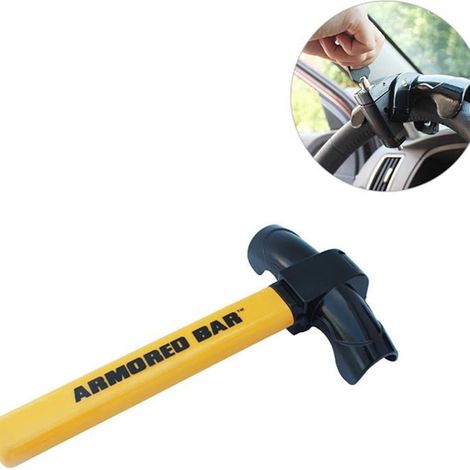 Antivol de voiture, antivol de volant en acier, protection antivol à quatre points de verrouillage, dispositif de verrouillage de sécurité, sangle antivol en T. (1/5)