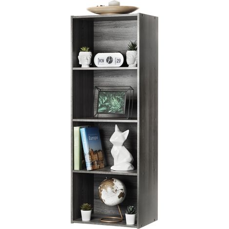 Meuble de Rangement en Bois, bibliothèque 40 cm de Largeur, 4 Niveaux, Étagère, Meuble, Modulaire, Polyvalent, Gris, Salon, Bureau, Chambre, Livres, Assemblage Facile, CX-4 (1/5)