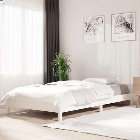 Cama apilable de madera pino maciza blanco 90x190 cm (1/5)