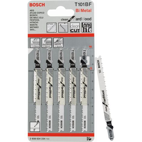 BOSCH T101BF (pkt of 5) Clean for hardwood 100mm