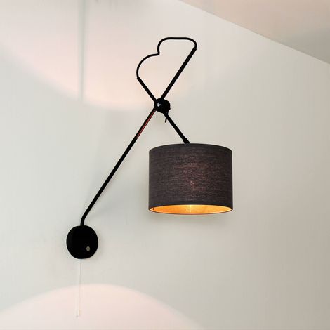 Wandleuchte Loft mit Schalter Stoffschirm wohnlich