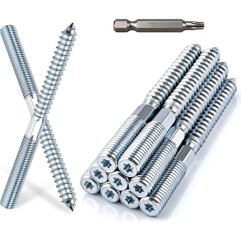 15 Pièces Tige Filetée M8 x 120 mm Vis Double Filetage Argent Tige Filetée Acier Zingué Vis Béton Sans Cheville Boulon M8 Pour l'Assemblage de Meubles et l'Installation au Plafond (1/5)