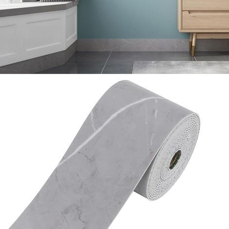 5M Plinthes souples autocollantes - 5 m - Large et épaisse - Flexible - Profilés de transition - Pour le sol, les plinthes pour les murs - Grain de bois de marbre (1/5)