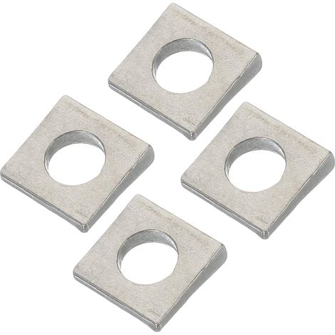 Rondelles Carrées Biseautées M10, 4Pcs Épaisseur 2 à 5.3mm Rondelles Coin 304 Acier Inoxydable pour Nivellement Serrage Quincaillerie, Argent (1/5)