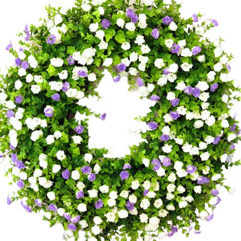 Couronne d'eucalyptus PVC, couleur multicolore, taille 45cm, poids 350g, parfaite pour les portes d'entrée et les décorations de mariage. (1/5)