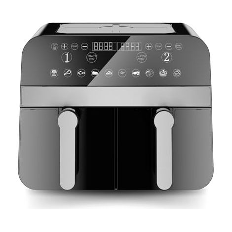 Comfy Nest, CNAFD45NB, Friteuse à air chaud, Air Fryer, numérique double panier 2400W 9L, cuisson saine et rapide, design moderne, facile à utiliser, idéale pour toute la famille - Noir (1/5)