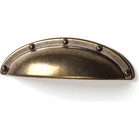 Blister con 4 maniglie per mobile a conchiglia zama vecchia pelle mod.2004 interpunte 64mm REI