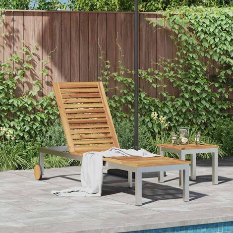 Sonnenliege Öl-Natur 205 x 53 x 100 cm Massivholz Akazie