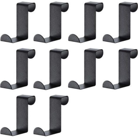 Crochets réversibles en acier inoxydable noir pour porte, placard, garde-robe, cuisine, salle de bain, chambre, noir