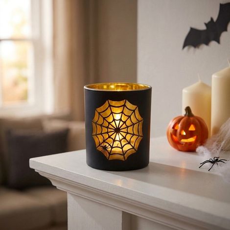 Bewitching Cobweb Glass Tealight Holder (1/2)