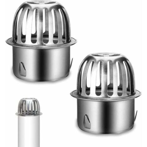 Set of 2 stainless steel gutter guards for gutters, downspouts, leaf protection, leaf screen, leaf filter for roof pipes Ø 67 mm--TRIMEC (1/5)