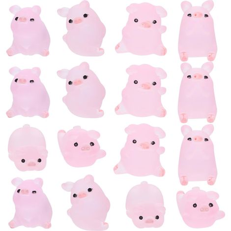 18 Pcs Mini Cochon Décoratif en Résine Rose, Figurine DIY (1/5)