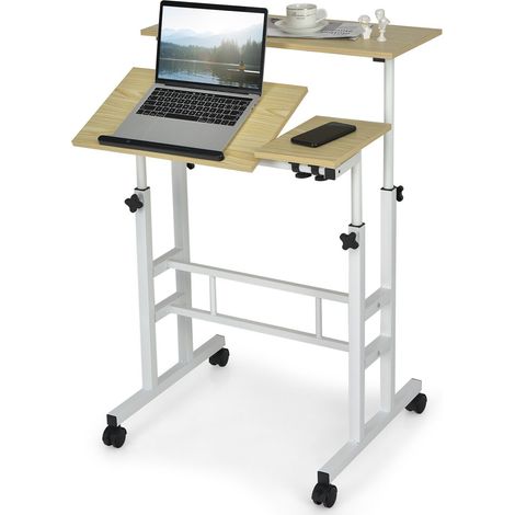 Mobile Standing Desk Laptop Computer Cart Portable Height Adjustable Workstation (1/5)