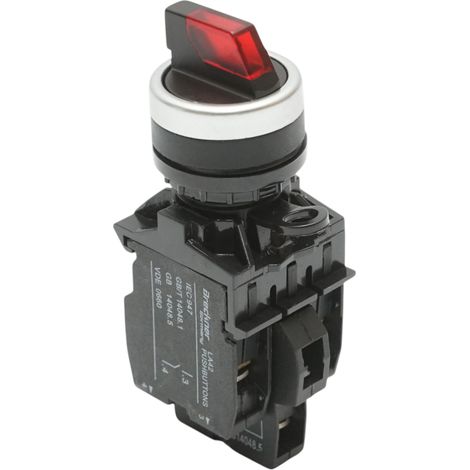 Selettore luminoso 24V AC/DC LED rosso a 3 posizioni 2NO, 10A/600V AC, 1A/250V DC LA42 Breckner Germany (1/5)