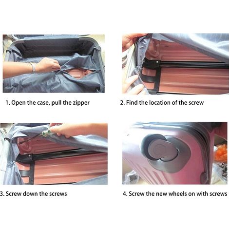 Roulettes universelles silencieuses pour valise, grandes, multi-trous, double rangée, noires, lot de 2 (1/5)