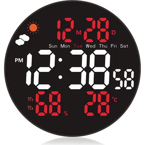 Horloge Murale Digitale 8 Pouces à Couleurs RVB Variables - Pilotée par Télécommande - Fonctions Automatiques Avancées - pour Domicile