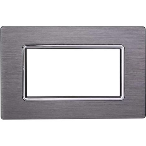 Plaque aluminium 3 modules Bticino Livinglight compatible Ettorit, coloris argent satiné - LN86306