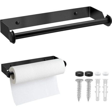 28CM Porte Sopalin en Acier Inoxydable, Porte Essuie-Tout Mural, Support Sopalin Support Essuie-Tout, Dérouleur Essuie-Tout Distributeur Sopalin - Noir (1/5)