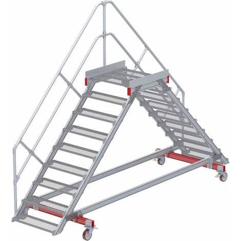 Euroline 512 mobiler Überstieg 45° Stufenausführung Stahl Gitterrost Stufenbreite 800mm 9 Stufen