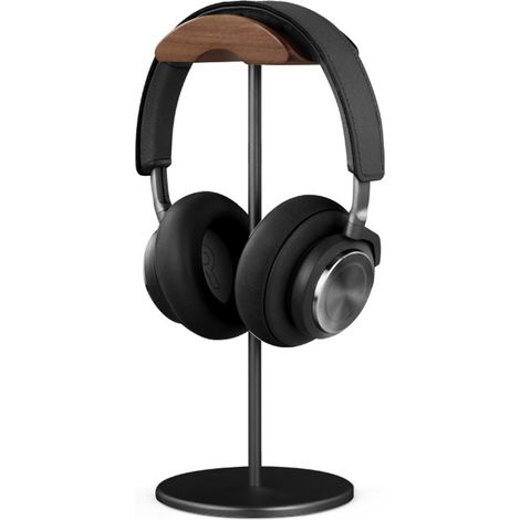 Supporto per cuffie, supporto per cuffie in legno di noce, supporto per cuffie da gaming in legno di noce naturale con base robusta e resistente, adatto a tutte le dimensioni di cuffie. (1/3)