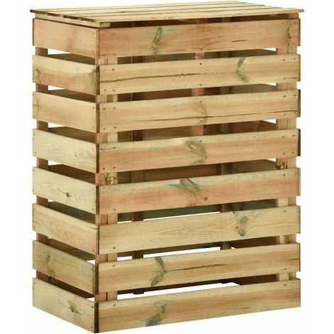 Composteur de jardin à lattes bac à compost en bois de pin imprégné 80 x 50 x 100 cm (1/5)