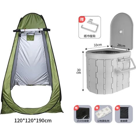 (a) Toilettes portables pour le camping avec tente, toilettes pliables pratiques à fixer en voiture pour les voyages, pour adultes et enfants, outils et gadgets de plein air (1/3)