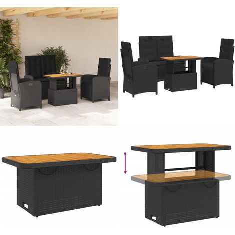 Ensemble à manger de jardin 4 pcs avec coussins noir - Chaise de jardin - Banc de jardin (1/5)
