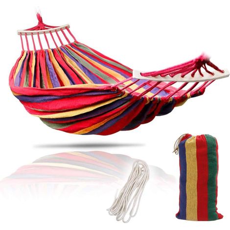 Filiyano-Hamac arc-en-ciel simple en toile épaisse pour le jardin, hamac double portable et respirant pour l'extérieur, hamac suspendu pour le camping (1/5)