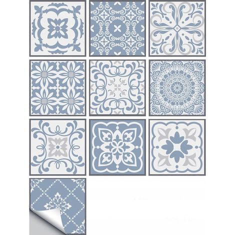 Juego de 10 paneles autoadhesivos de PVC con diseño de patchwork, papel pintado de 20x20cm zm-06-034 (1/5)