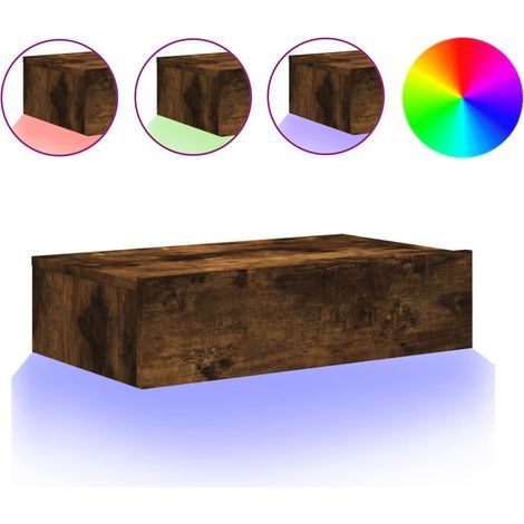 Meuble TV avec éclairage LED chêne fumé 60x35x15,5 (1/5)