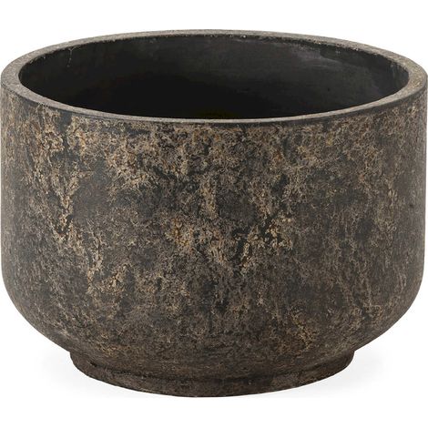 Cache pot design en fibres ciment noir brûlé pour intérieur moderne - Noir brûlé effet pierre naturelle (1/2)
