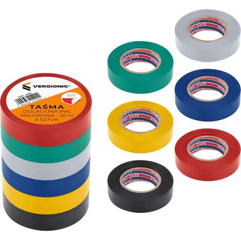 6 rouleaux de ruban isolant noir étanche de 17 mm et 20 m (1/4)