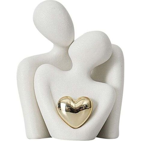 Mini Statue de Couple Meuble TV Décor Sculpture Abstraite Blanc A (1/4)