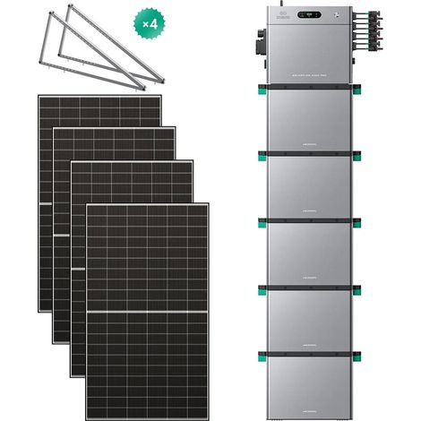 Zendure SolarFlow 2400 Pro Balkonkraftwerk-Set – 4x 500W bifaziale Solarmodule + 5xAB3000L Akkus (14.4 kWh, 2400W Ausgang, 4 MPPT, 3000W DC Eingang, 96,5% Effizienz, IP65) + 4 Paar Bodenständer (1/5)