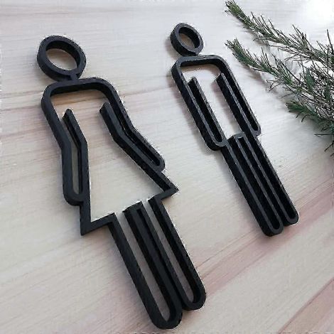 WC-Türschild für Hotel, Büro oder Zuhause – WC-Symbol – Schwarzes Badezimmerschild