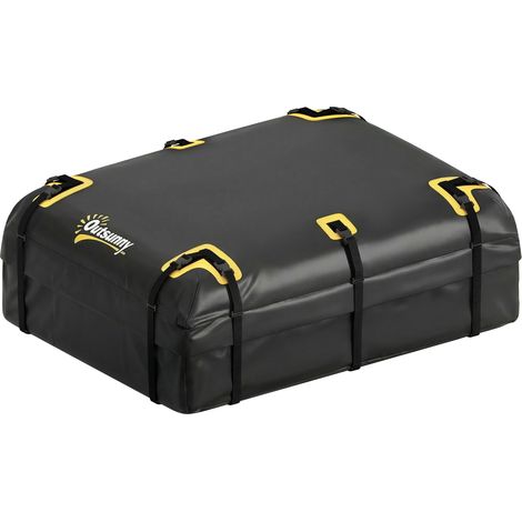 Sac de toit voiture - coffre de toit souple universel - Outsunny - étanche 21 pieds cubes 10 sangles cadenas - tissu oxford - noir