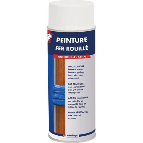 Peinture Fer Rouille -  Gris soie - RAL 7044 - Bombe 400 ml - Métaltop