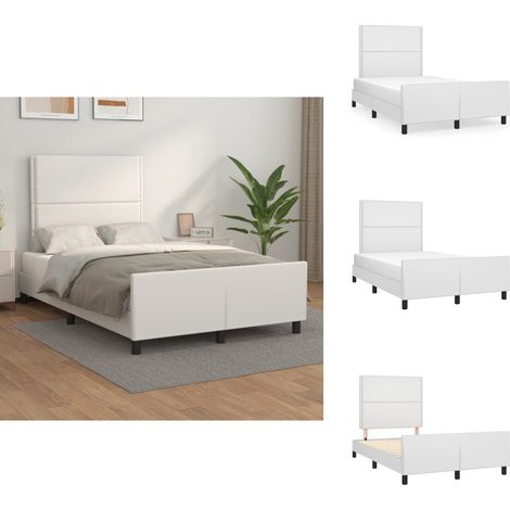 Bettgestell mit Kopfteil Weiß 120x200 cm Kunstleder - Bettsofa - Schlafzimmermöbel - Doppelbett - Boxspringbetten - Lattenrost (1/5)
