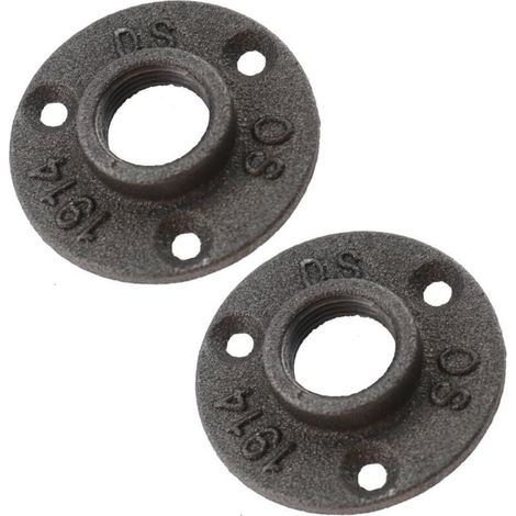 Raccords de tuyauterie en fonte malléable, 2 pièces, bride de sol murale, rouille industrielle, 3/4 po (1/2)