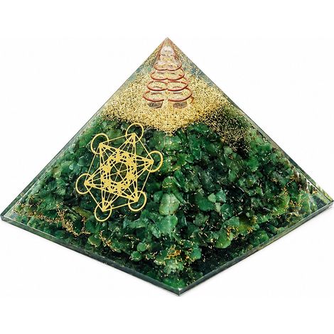 Pyramide Orgonite Aventurine avec Cube de Métatron 5,5 cm