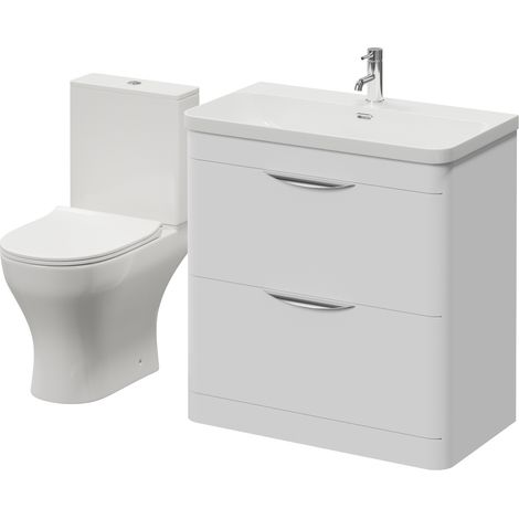 Oslo Gloss White 1350mm Vanity and Jubilee Toilet Suite with Fina Basin - 1350mm - Oslo Standard Handle