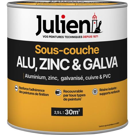 Sous-Couche Pour supports en Alu, Zinc, Cuivre, Galvanisé - aspect Mat Blanc 2,5L - Julien