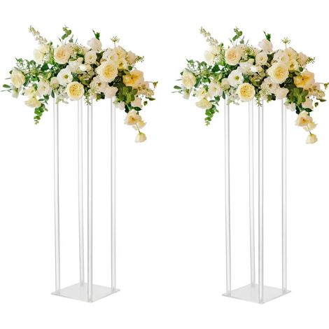 Lotto acrilico chemin nozze vaso cilindro staffa di fiori da sposa decorazione floreale (1/5)